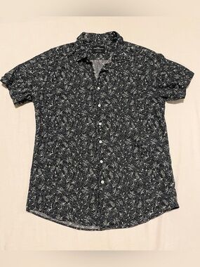 Rodd & Gunn Sports Fit Leaf Print Short Sleeve Button Down Italian Fabric L